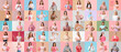 © Pixel-Shot - Diverse women of various ages and ethnicities holding pink ribbons and performing self-examinations for breast cancer awareness