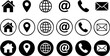 © Masum Mia - Minimalist contact icons set, black communication symbols for business cards, 18 web buttons for website design