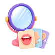 © Adi - World Teacher Day colorful three dimensional icons featuring a vanity mirror and sensory organs for educational communication concepts.