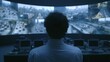 © Din Nasahrudin - Security guard intently watching CCTV screens in a surveillance room
