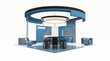 © Dekio - Exhibition Booth Design with Circular Canopy and Meeting Table