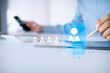 © LAONG - Professional HR recruitment, candidate selection process with digital employee profile interface, resume screening, talent acquisition workflow, online hiring management, human resources technology