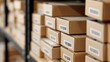 © Studio Nova - The Boxes in a Busy Warehouse Stacked on Shelves With Barcodes