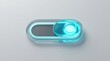 © Luxaa - A sleek futuristic UI toggle switch button with glowing cyan light on a clean white background.