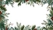 © PixelPulse Creative - Watercolor christmas frame with pine branches, cones and berries isolated on white background