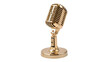 © James - Vintage golden microphone trophy award isolated on a white background music equipment