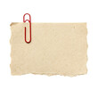 © MdNoor - Beige paper note with red paperclip for creative office and design.