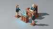 © Rockesih - Courtroom scene with judge and lawyers discussing a legal case and seeking justice during a trial