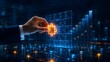 © D' Architect - A human hand thoughtfully places a glowing puzzle piece into a digital grid, symbolizing strategic problem-solving, innovative solutions, and achieving future business growth.