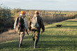 © Mountains Hunter - A hunters in camouflage clothing with a gun in his hands walks along the reeds.