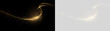 © Pro_Light - Golden light trail with sparkling dust particles. Swirling glowing wave effect on black and transparent background. Magic stardust overlay element