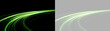 © Pro_Light - Glowing green light trail curving on black and transparent backgrounds. Dynamic neon motion effect and futuristic energy concept