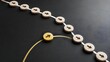 © AI Image Studio - Golden arrow circle deviating from a line of wooden arrow circles on a dark surface. Concept of strategic business pivot, alternative career path, and independent decision making.