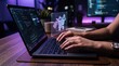 © Hailey - Developer hands typing code on laptop keyboard with holographic shopping cart icon, e-commerce website development, online retail programming, digital marketing solution