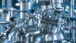 © Pixelzone - Industrial stainless steel reactor tank in a pharmaceutical factory. Represents high-tech manufacturing and.