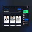 © Hairi - Modern dark mode e-learning platform interface on tablet with course listings and profiles