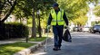© Iqbal - Worker collecting trash on suburban street