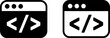 © MstSima - Browser code icon set, web development symbols in black and white.