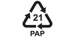 © Developer - Black recycling symbol with number 21 and PAP code indicating paper material for recycling.