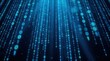 © Masque - Falling blue binary code in a matrix style within a 3D technological space.