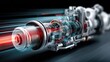 © Boonnam Burart - High-Speed Motion of a Futuristic Engine Component with Dynamic Light Trails and Detailed Mechanical Design