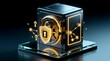 © Zucide - Secure digital vault with glowing shield and network nodes essential for futuristic business innovation startup data protection in sleek environment