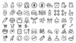 © Salina - Healthy Lifestyle and Fitness Training Thin Line Icon Set with Nutrition Dieting, Gym Workout, Mental Wellness, and Weight Loss Treatment Symbols for Applications