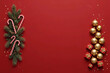 © JCGX - Imagem de natal com fundo vermelho e enfeites natalinos nas laterais.