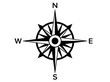 © ALDY - Vintage compass rose icon symbol for navigation travel direction and marine map illustration isolated on white background