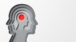 © twilight mist - Conceptual Paper Cut Out of Human Head Layers with Red Glowing Core for Mental Health and Psychology Themes