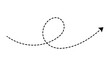 © OFFDESIGN - Black dotted curved arrow with single loop represents directional movement and creative flow ideal for mapping flight paths or adding dynamic motion elements to presentation and instructional slide.