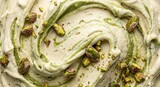 Delicious Refreshing Creamy Vanilla Pistachio Gelato Ice Cream Macro Texture Close up with Rich Swirls