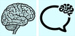 © Nur - Artificial intelligence brain circuit vector icon set with digital mind illustration and speech bubble for chatbot communication