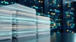 © Masque - Enterprise content management and secure record governance represented by document stacks in a server room.