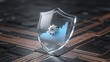 © 肆 小 - Glass shield with gear and graph on circuit board