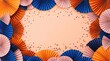 © KAMRUL - Colorful paper fans frame a peach background perfect for celebrations and festive events