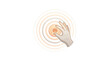 © Heldi.me - Minimalist human hand interacting with glowing concentric circular energy ripples and tactile sensor interface concept