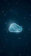 © lersan - Vertical glowing cloud computing icon with digital circuit patterns, representing cloud storage and modern network technology on a dark futuristic background.