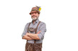 © Anelo - Smiling mature man in Bavarian costume standing with crossed arms ISOLATED