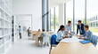 © Islam - Students Collaborating on a Project in a Modern Classroom Setting