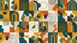 © dotkoboy - Abstract geometric shapes and organic forms in a mosaic pattern.