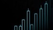 © Generative AI - Glowing blue bar chart displaying growth trend against a dark background with vertical bars increasing in height