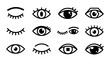 © Kapilbiswas - Set of various hand drawn eye icons and facial expressions in black and white