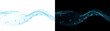 © Shadowfax - Blue particle data wave flowing in a network of glowing dots great for artificial intelligence and technology design with PNG, Transparent and Black Background Versions