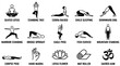 © Irtiko - Simple black yoga poses collection displayed as a vector graphic illustration