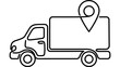 © Elv1805 - Continuous line art illustration of a delivery truck with a location pin.