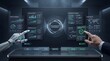 © Amrullah - Cyber risk management and operational performance analytics interface operated by robot and business executive