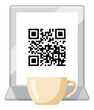 © Your Vectors - Qr code on a table stand with a coffee cup