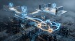 © Azhar - Cybersecurity network infrastructure with glowing shields and server nodes representing blockchain encryption and data protection