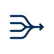© AKILI - A dark blue icon showing four lines merging into one arrow
